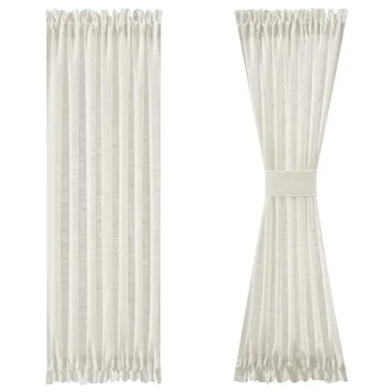 FMFUNCTEX Linen French Door Curtains — Natural