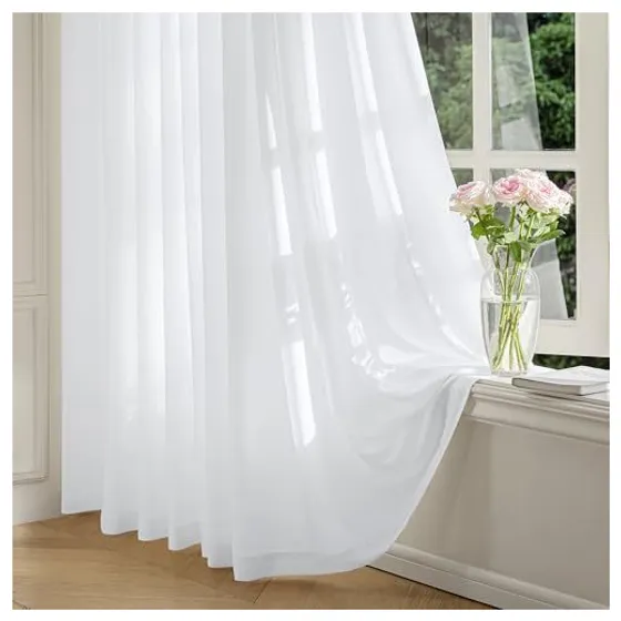 FMFUNCTEX Non-See-Through Privacy Sheers — White