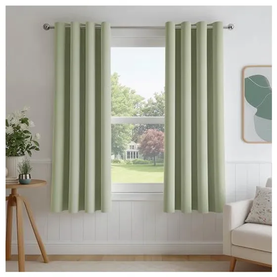 FMFUNCTEX 100% Blackout Curtains — Green, Grommet