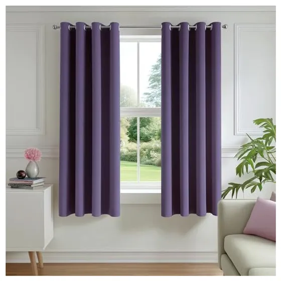 FMFUNCTEX 100% Blackout Curtains — Purple, Grommet