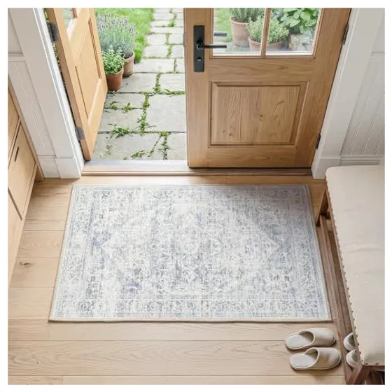 FMFUNCTEX Oriental Washable Rug & Runner — Blue