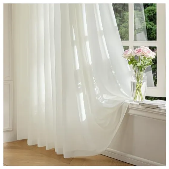 FMFUNCTEX Non-See-Through Privacy Sheers — Warm cream
