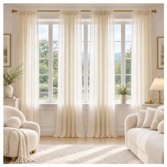 FMFUNCTEX Non-See-Through Privacy Sheers — Butter cream