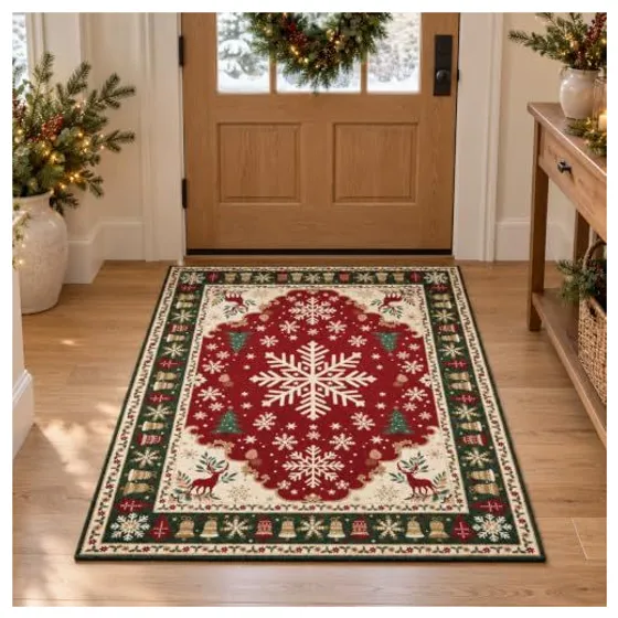 FMFUNCTEX Christmas Washable Rug — Snowflake medallion